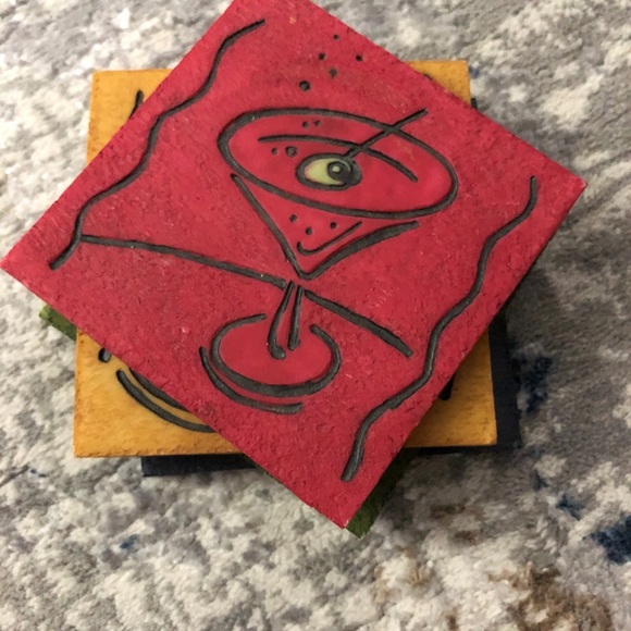 NWT! 4 Drink Coasters With Whimsical Design - Picture 5 of 5